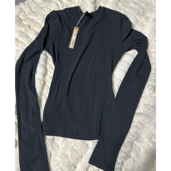 NWT Skims Cotton Jersey Long Sleeve in Soot XXS - Picture 5 of 5